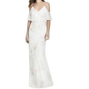 After Six White Floral Cold Shoulder Maxi Dress Size 12